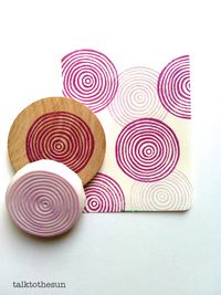 spiral circles stamp. geometric hand carved rubber by talktothesun