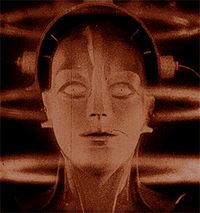 Robot transformation from the film "Metropolis" (1927)