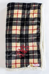 Monogrammed Tan Plaid Sherpa Blanket – Pink Lily