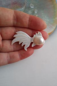 Carved Fish Mother-of-Pearl and Mabe Pearl