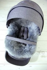 PLATINUM GRAY Stokke Style Lambskin / Sheepskin Stroller Liner by G&G for Xplory, Scoot, Crusi. Merino. Brand new.