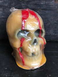 Vintage Halloween Bleeding Skull Candle Suni Gurley Company NOS New Unused Old Autumn Decor Display