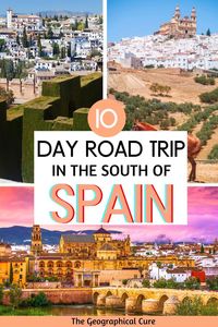 Planning a trip to southern Spain? This is the ultimate 10 days in Andalusia. This southern Spain road trip itinerary takes you to the best and most beautiful cities and towns in Andalusia. You’ll discover the top must visit attractions, historic landmarks, and UNESCO sites. You'll find all the best things to do and see in southern Spain. Spain Itineraries | Andalusia Itinerary | Andalusia Itineraries | What To Do In Southern Spain | Places To Visit In Andalusia | Andalusia Destinations