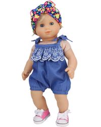 Denim Embroidered Romper Set fits 15" Baby Dolls