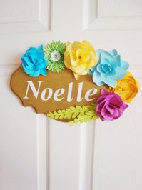Name Plaque Garden Theme Paper Flower Sign | Etsy