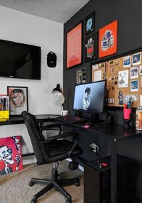 A parede preta é muito utilizada em quarto gamer #paredepreta #paredepretagiz #paredepretaquarto
