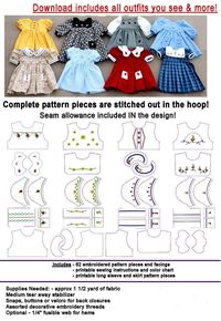 Items similar to 18" Doll Dresses - fits American Girl....#D001 ......In The Hoop Embroidery .....................DIGITAL DOWNLOAD ONLY on Etsy