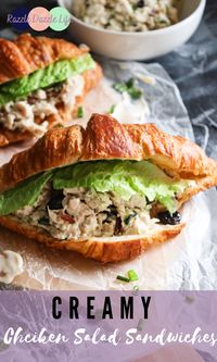 This creamy chicken salad can be made perfectly with leftover chicken. Leftover BBQ chicken works exceptionally well because it gives it a delicious smoky flavor. | Razzle Dazzle Life @razzledazzlelife #chicken #chickensaladsandwich #chickensaladrecipes #summertime #easyrecipe #sandwich