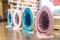 easter egg chocolate - Every year for Easter, Kate Weiser Chocolate makes it a tradition to offer one-foot Easter egg chocolates that are more showpieces than anything el...