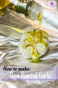 Oven roasted garlic adds a beautiful layer of flavor to any dish. Add the roasted garlic to sauces, stews, mashed potatoes, or serve it as an appetizer to smear on bread or crackers. | Razzle Dazzle Life @razzledazzlelife #roastedgarlic #seasoning #sides #easyrecipes #breadrecipes #garlicbread #garlic #razzledazzlelife