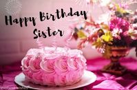 Happy Birthday Sister with Cake and candles
