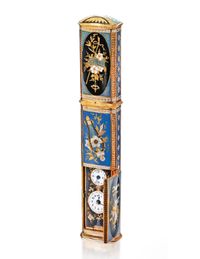 A RARE GOLD AND ENAMEL ETUI WITH CONCEALED WATCH CIRCA 1820