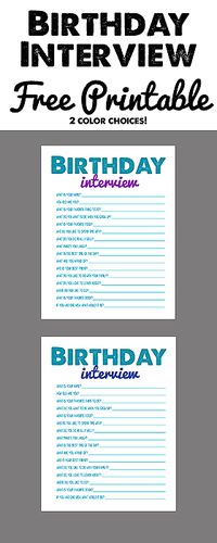 Free Birthday Interview Printable