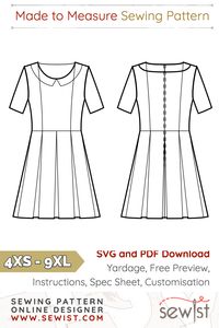 Dress #1840505 - Made to Measure Sewing Pattern by Sewist CAD Online Designer - Sewist