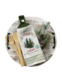 Christmas Crochet Top Towels, Hanging Dish Towels With Christmas Tree, Double Kitchen Hand Towels, Oven Door Towel With Button by SimplyMadeByJessica on Etsy