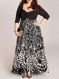 V-Neck Printed Plus Size Midi & Maxi Dresses #plussizedress #plussizemaxidress #plussizeclothing