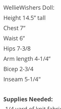Wellie. Wisher measurements