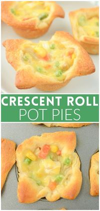 Chicken Pot Pie Cups – only 4 ingredients and ready in 30 minutes! Crescent roll cups filled with chicken pot pie filling and baked until golden brown and delicious.