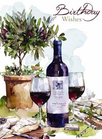 Red Wine, clay pot & olive tree equal a very beautiful birthday wish . Cheers