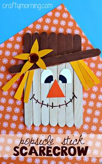 Popsicle Stick Scarecrow Craft #Fall craft for kids to make - so cute…