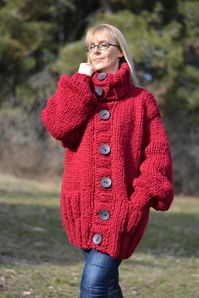 Handmade wool cardigan knitted wool coat long Tneck cardigan | Etsy