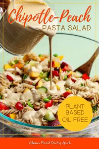 Enjoy this delicious Chipotle-Peach Pasta Salad for your next breezy lunch or BBQ! The flavors scream summer and it's packed with nourishment for your body. This pasta salad is plant based and oil free!