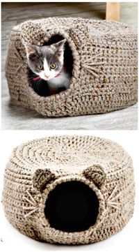 20 Free Crochet Cat Bed & House Patterns - DIY & Crafts