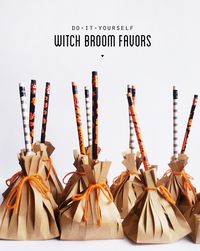 Don’t forget the treat bags! I made these little witch broom favors last minute…