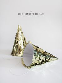 DIY gold fringe party hat
