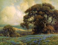 Percy Gray - Oaks and Lupines watercolour