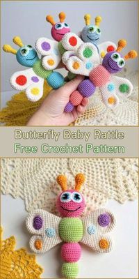 Amigurumi Butterfly Baby Rattle – Free Crochet Pattern