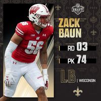 With the No. 74 overall pick, the @Saints select @BadgerFootball LB Zack Baun!
