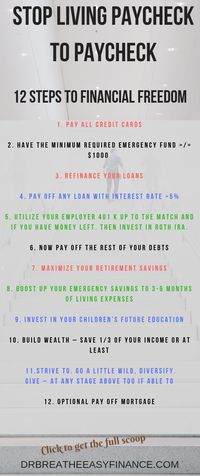 Stop living paycheck to paycheck and start climbing the 12 steps to financial freedom now. Living paycheck to paycheck is not a cool way to live. Take control of your finances. Click to read in full.