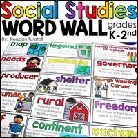 Display cards on the board or on a focus wall to introduce and reinforce a unit of study. This product can be used to display social studies topics and vocabulary on a focus wall or on a ring to be used in discussion and lessons. There are 227 words included. These cards provide a visual and definition for each word. The cards cover topics for K-2.
