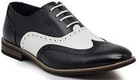 Amazon.com | Wood8 Men's Two Tone Wingtips Oxfords Perforated Lace Up Dress Shoes (8.5) Black White | Oxfords
