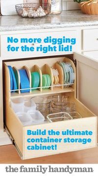 It’s always a challenge to find matching containers and lids. This rollout solves the problem by keeping them all neatly organized and easily accessible. The full-extension drawer slides are the key. To simplify tricky drawer slide installation, we’ve designed an ingenious carrier system that allows you to mount the slides and make sure everything is working smoothly before the unit is mounted in the cabinet.