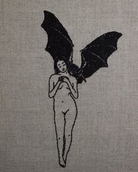 Hand embroidery on linen/skin on Instagram: “'Loneliness will sit over our roofs with brooding wings.' Silent Acquiescence is my second work for The Dark Forest, curated by Lindsay…”
