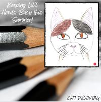 Keeping Lil'l Hands Busy this Summer with this fun Cat Drawing by A Thinker's Toolbox #cat #drawing #artist #summer #activity @thinkerstoolbox