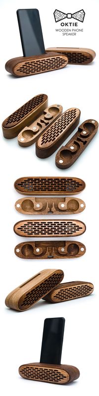 Amplifier is fully compatible with all iPhone models and with all Android smartphones. -Can be personalized with any custom engraving on the back or top side of the speaker. -Made from natural materials. Wood Phone stand made of 3 layers of oak wood glued together finished with Carnauba wax and painted with natural pigments. Amplifier contains from 2 parts that holding on strong neodymium magnets so you can put your charging cable in to your phone while using the speaker.