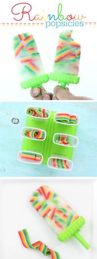 These taste SO good! So easy to make too. Just use Airheads Rainbow Candy for the cutest ice pop popsicles ever!