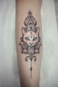 Geometric cat tattoo