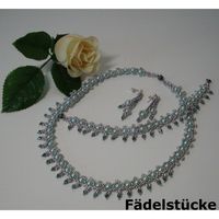 Sommerlich frisches Set in silber türkis. Das ist was besonders hübsches - finde ich :-) #handmadejewelry #perlenliebe #glasperlenschmuck #hochzeit #geschenk #fädelstücke