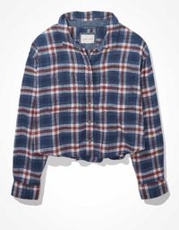 AE Cropped Flannel Shirt