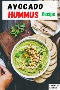 Avocado Hummus is the best of both in a single dip - Avocado & Hummus. Smooth, creamy, delicious & Vegan! #hummus #dairyfreehummus #veganhummus #avocadohummus