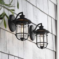 Markham 10 1/2"H Textured Black Outdoor Wall Lights Set of 2 - Quick Look | Lamps Plus