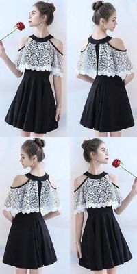 Chiffon Homecoming Dress, A-Line Knee-Length Homecoming Dress, Lace Homecoming Dress