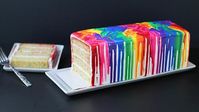 This showstopper cake is sprinkled with specks of rainbow colors and is literally dripping with a rainbow of colored ganache.