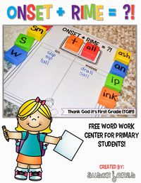 TGIF! - Thank God It's First Grade!: Cheap n' Easy Phonics Center - Onset and Rime Activity