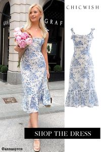 Free Shipping & Easy Return. Up to 30% Off. Swallow and Rose Printed Tie-Strap Midi Dress. @annasyren #summeroutfit #clothing #fashion #casualoutfit #outfitidea #datingoutfit #dress #partydress