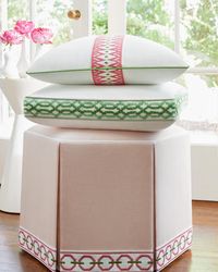 Thibaut Tapes & Trims can be used to adorn window treatments, furniture, pillows, or accessories. Volume 2 debuts various new decorative elements including micro-cords, a charming scallop tape, artisanal hand-embroidered floral motifs, graphic geometrics and more!